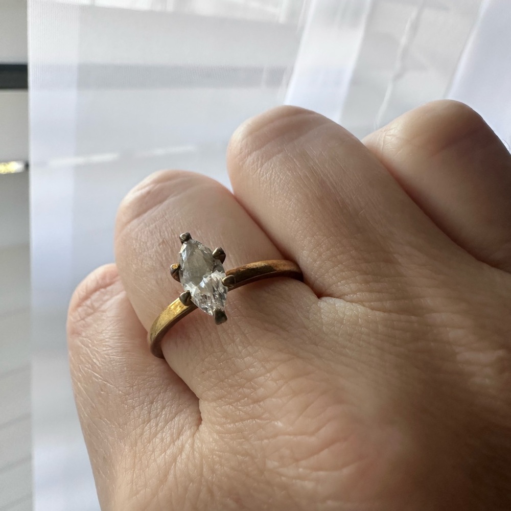 Vintage 80’s Avon Gold Band with Silver Setting Ring